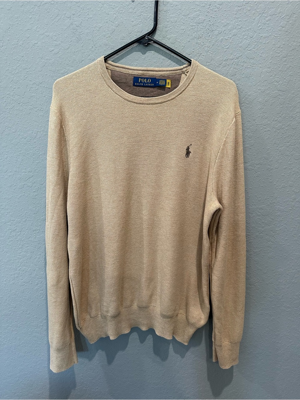 Polo Ralph Lauren Pima Texture Knit Crew Neck Sweater Camel In Mens Size M